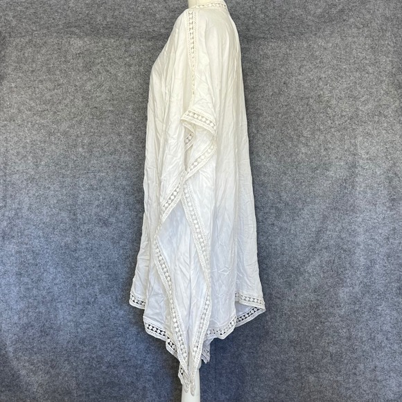 Tommy Bahama White Cotton Lace Trim Kaftan Boho Beach Vacation Cover Up Tunic LG - Picture 4 of 7